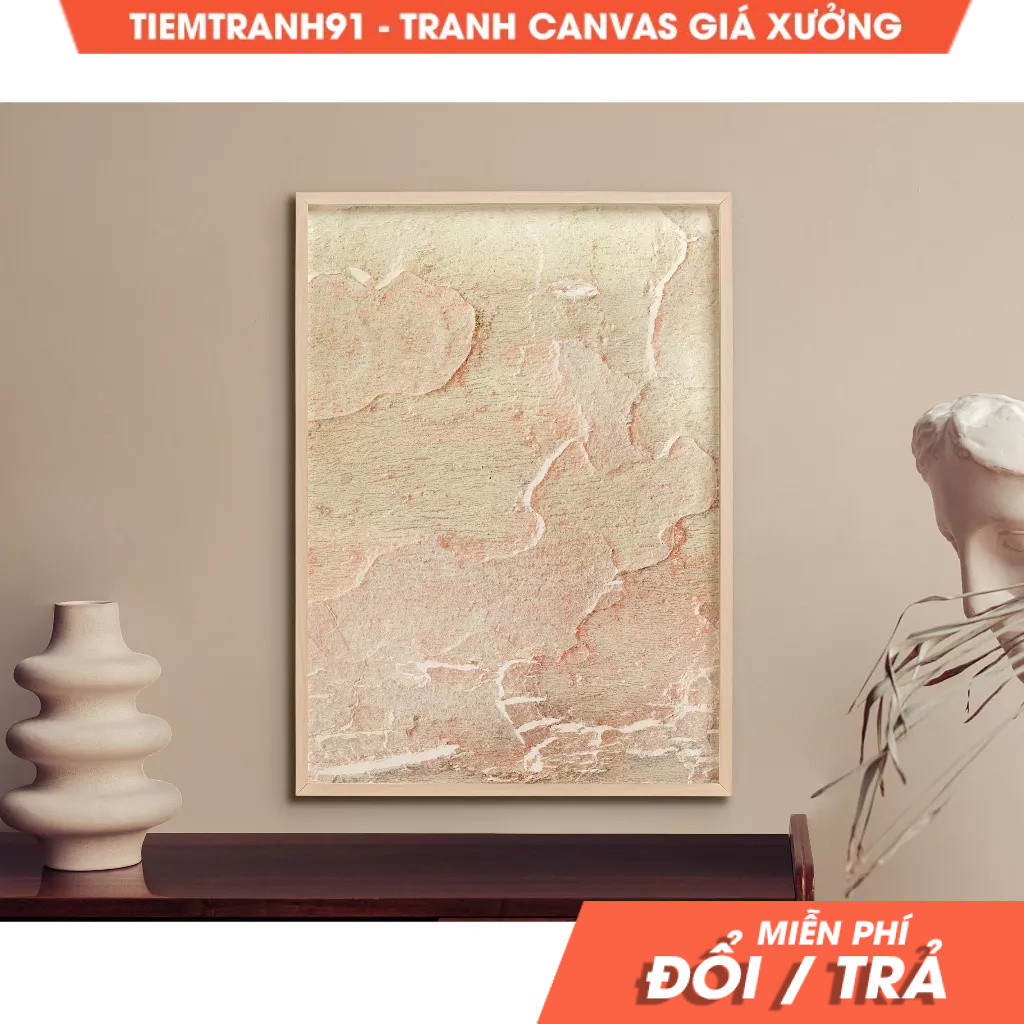 Tranh treo tường, Beige Abstract Texture Wall Art, Artful Boho Decor, Boho Artful Wallart, tặng kèm 