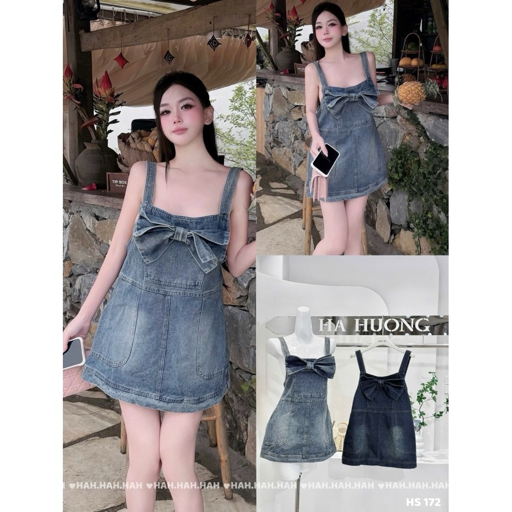 ĐẦM JEAN 2 DÂY NƠ TO FORM SUÔNG BYJOLIE