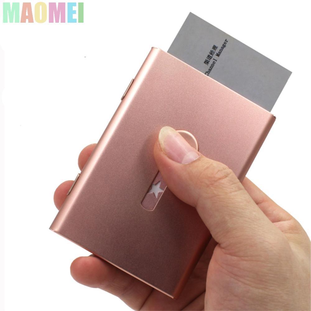 MAOMEI Thumb Slide Out Business Name Card Holder Star Women Light Fashion Scrub Hand Push ID Card Ca