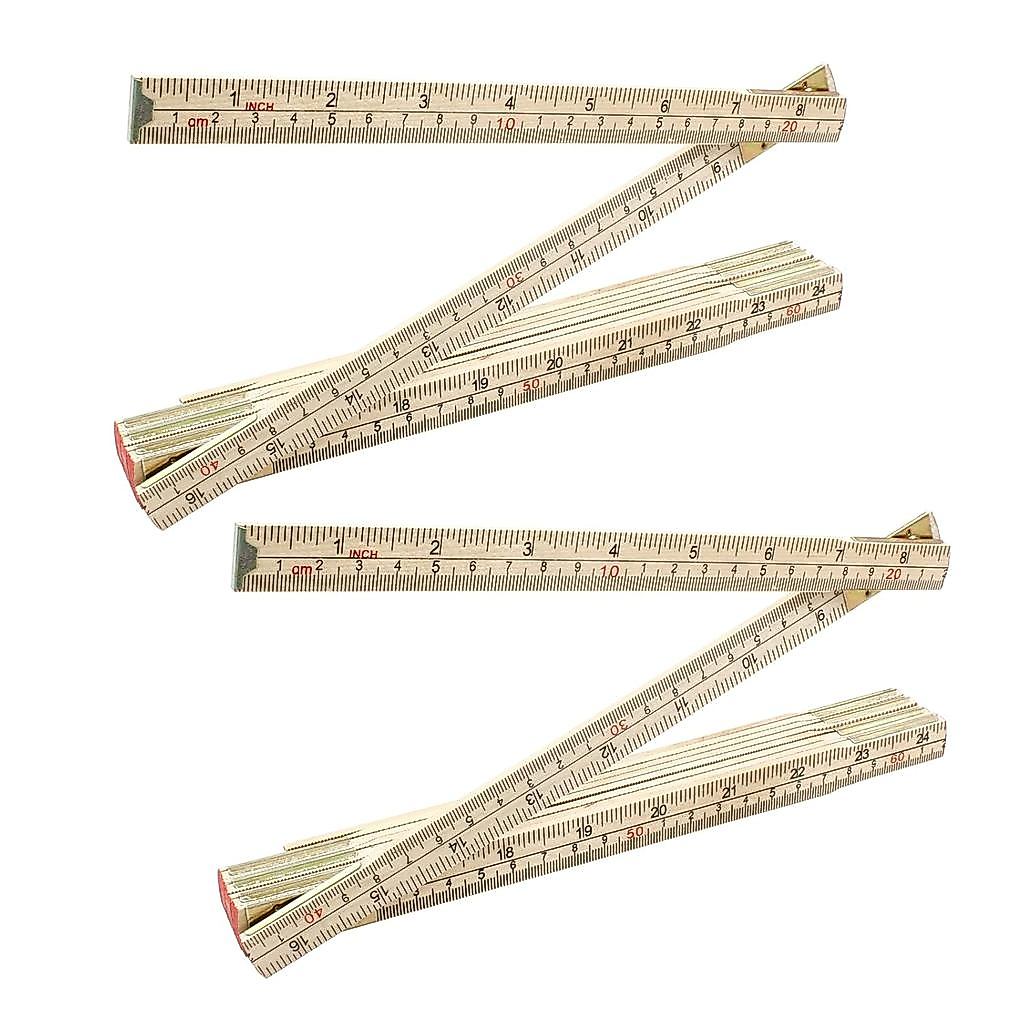 2 Gói Thước Gỗ Gấp, 6.6 Feet 2 Mét Bằng Gỗ Có Thể Gập Lại Thước Hai Mặt Với Inch Và Số Liệu Đo Cho T