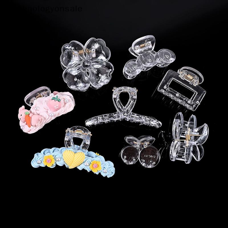[Tech] Acrylic Trong Suốt Móng Vuốt Nhựa Trong Suốt Kẹp Tóc nk Đế Kẹp Tóc DIY Trang Sức Làm Thời Tra