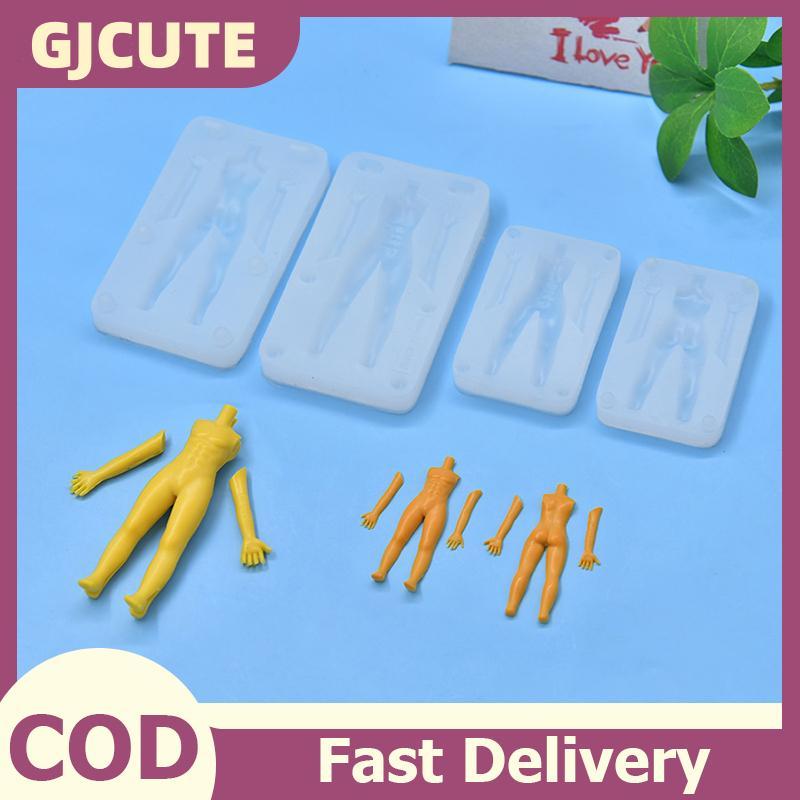GJCUTE 1 Bộ Đất Sét Polymer Nam Búp Bê Cơ Thể Torso Khuôn Silicon Fondant / Nhựa Đất Sét DIY Búp Bê 