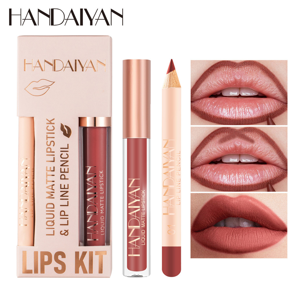 Line Red Lip Pencil Set Glazing Cốc chống nước Lip Velvet Matte Lip Set Line Glossy handaiyan HPZQ