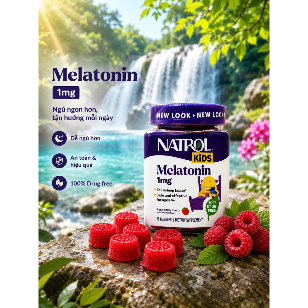 Kẹo Dẻo Natrol Kids Melatonin 1mg Cho Bé - Hộp 90 Viên Của Mỹ
