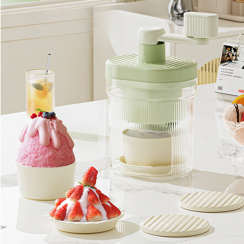 TL Máy Bào Đá Cầm Tay Mini Gia Đình - Làm Kem Tuyết, Bingsu, Sinh Tố Đá Xay Mịn Như Tơ