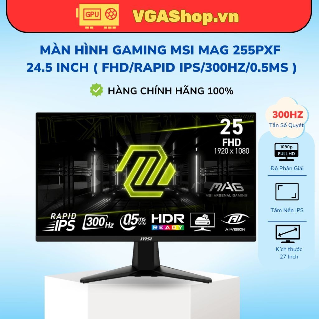 Màn Hình Gaming MSI MAG 255PXF / MSI MAG 255XF 24.5 inch ( FHD/Rapid IPS/300Hz/0.5ms ) - Hàng Chính 