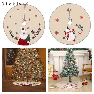 Dickly Tấm Thảm Trải Sàn Giả Vải Lanh Hình Tròn Trang Trí Cây Thông Giáng Sinh