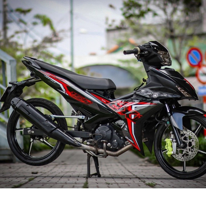 Tem Rời Xe mẫu chữ EX đỏ dán Exciter 150 đen bóng - có thể đổi màu tem tùy ý