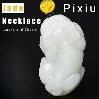 Vòng cổ pixiu ngọc trắng với mặt dây chuyền, mang lại may mắn và sự quyến rũ, thiết kế thời trang đơn giản dành cho nam