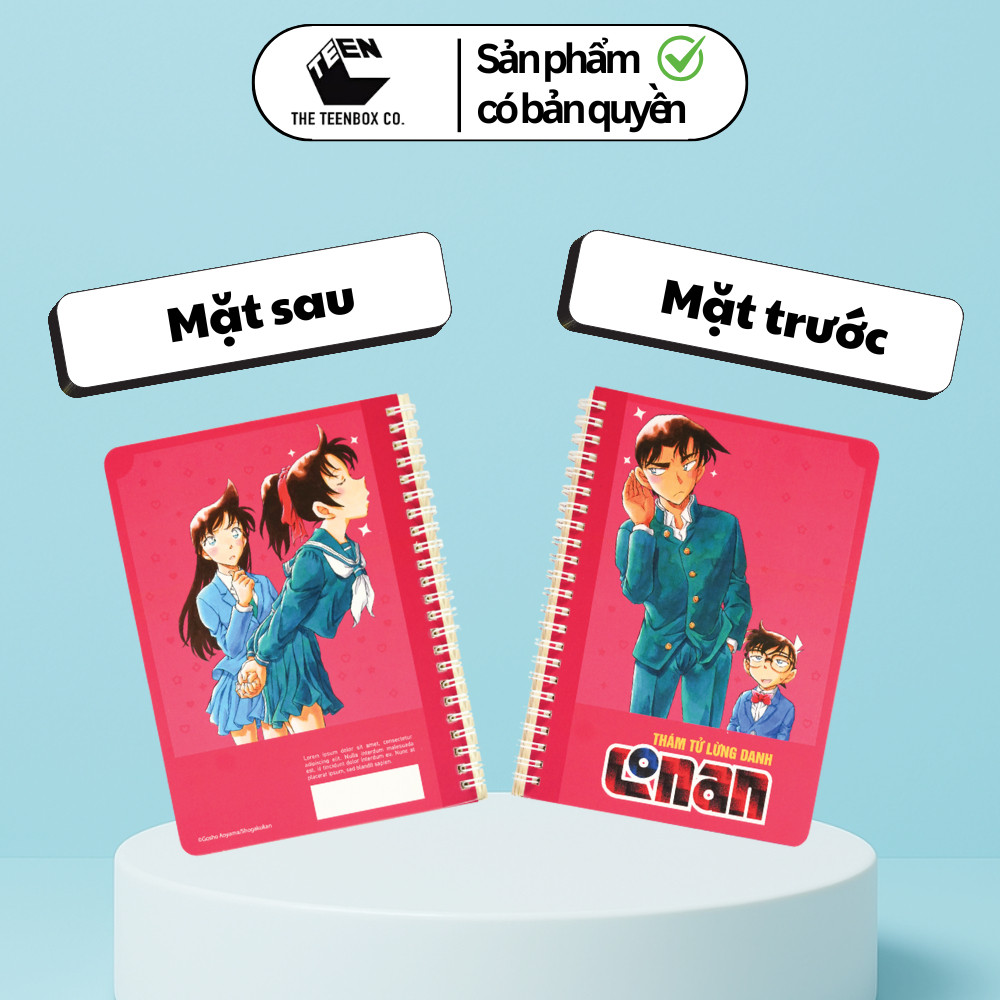 Sổ Tay Lò Xo Detective Conan A5 | Phiên Bản Kỷ Niệm 30 Năm – Hồng (Shinichi, Ran, Conan)