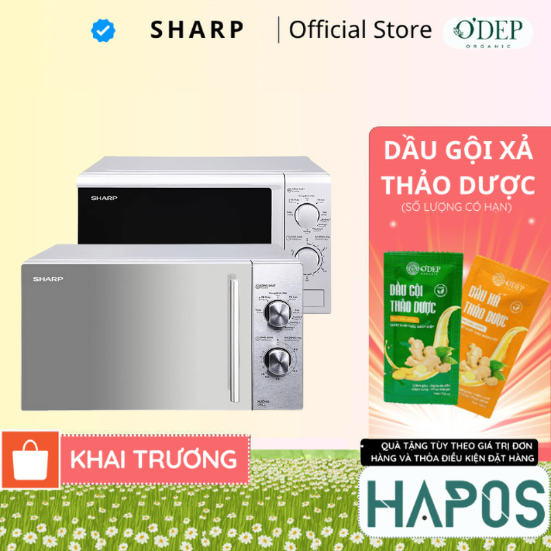 Lò vi sóng có nướng Sharp 20 lít 800W nướng 1000W, Chính hãng rã đông làm chín nhanh R-G222VN-S - HA