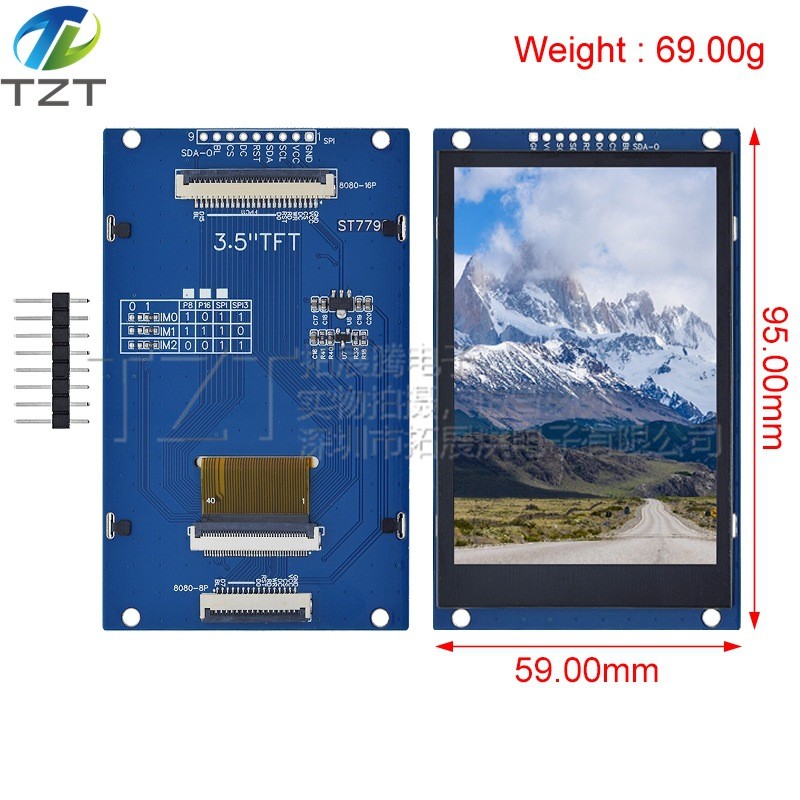 Ổ đĩa hiển thị LCD TFT 12cm ST7796 Giao diện SPI / 8 / 16-Bit Cổng song song có khung sắt Không chạm