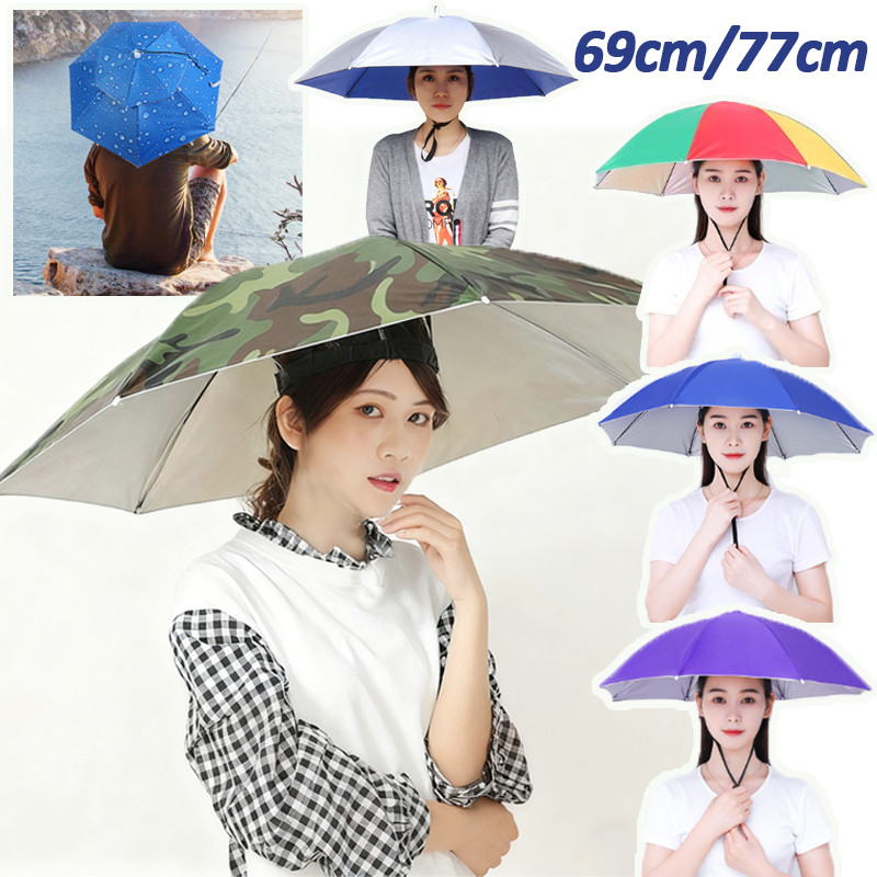 Mũ Ô Dù Đội Đầu Gấp Gọn Che Nắng Che Mưa,Ô Gấp Gọn Giải phóng đôi tay