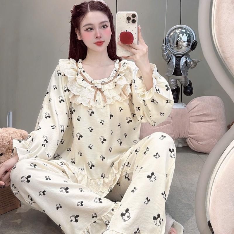 Sammy Bộ Mặc Nhà Cổ Bèo Ren Kép Chất Liệu Đũi Vân Mây Mềm Đẹp Hoạ Tiết Xinh Xắn Cho Nữ DD198 | BigBuy360 - bigbuy360.vn