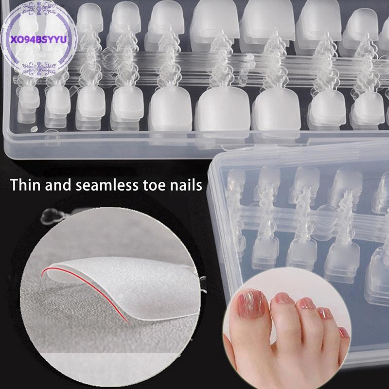 Xo94bsyyu 120 / 504 CÁI Bấm vào móng chân với bộ keo dán móng tay, File Matte Gel Toe Đầu móng tay F