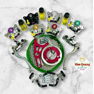  {tặng dầu } Combo phanh đĩa sau heo 2pis CNC Cá Mập gắn xe điện kèm tay phanh A.G.L  tặng ốc long đền  