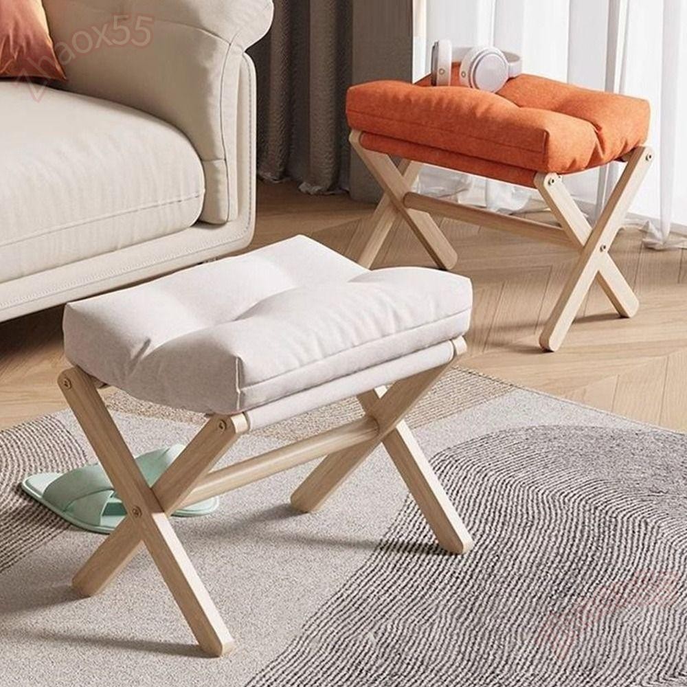 ZHAOX Soft Footrest, Soft Velvet Solid Wood Velvet Foottool, Vải có thể giặt đơn giản Có thể tháo rờ