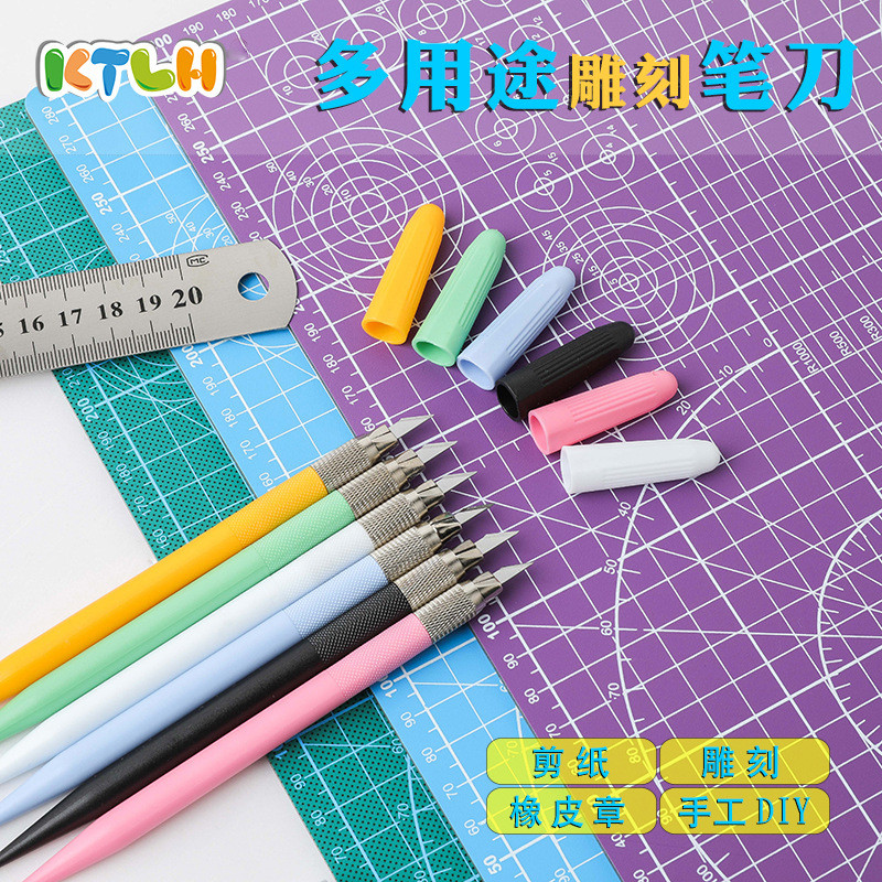 Spot Goods#Engraving Handmade Paper Cutting Set Rubber Stamp Wood Carving Paper Carving Journal Narr