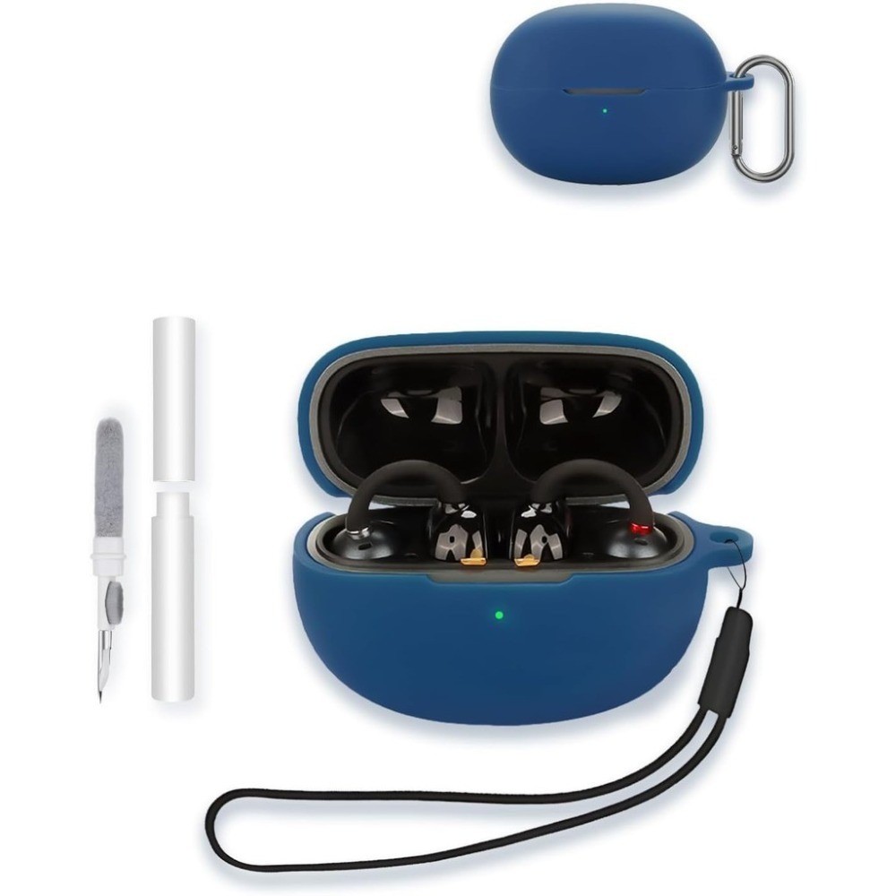 Dành cho EarFun Clip Vỏ tai nghe Bluetooth, Vỏ bảo vệ silicon mềm có bộ dụng cụ làm sạch & Carabiner