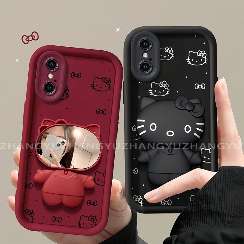 Thích hợp cho iPhone X XS MAX XR 11 PRO MAX Vỏ điện thoại mèo trang điểm gương giữ chống rơi túi khí