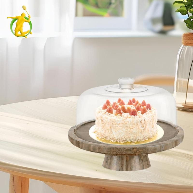 Giá đỡ bánh gỗ có nắp Giá đỡ bánh tròn cho chip Dips Nachos Holiday