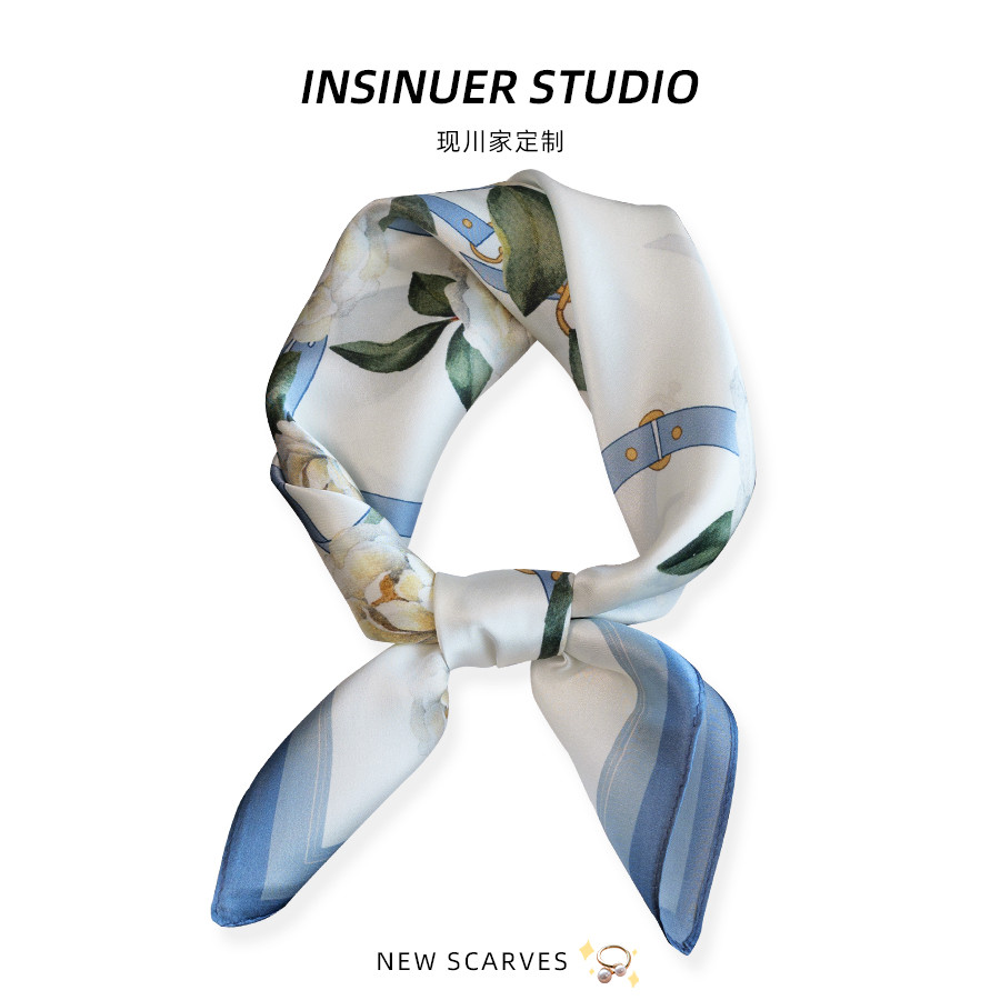 INSINUER {Ishihara Satomi} Khăn lụa nữ Khăn vuông nhỏ Khăn mỏng Quà tặng cho ngày lễ của mẹ