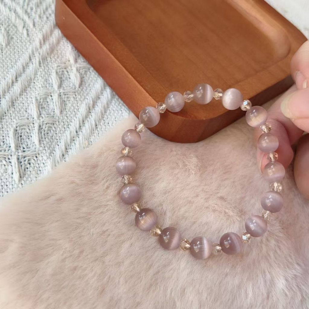 Vòng tay cột sống Opal Opal màu hồng tự nhiên nguyên chất Vòng tay nữ