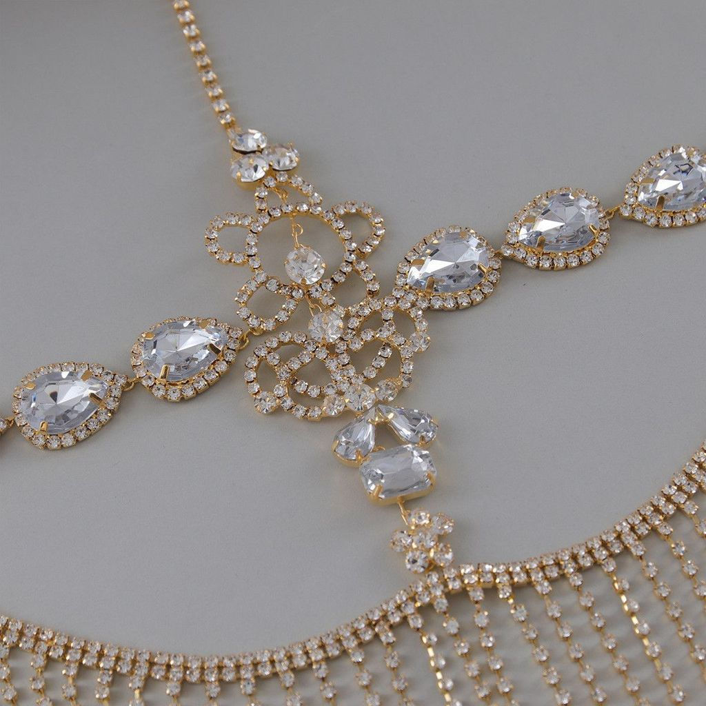 TQ~Luxurious high-end tassel face chain with sparkling rhinestones and dynamic chains intertwined in