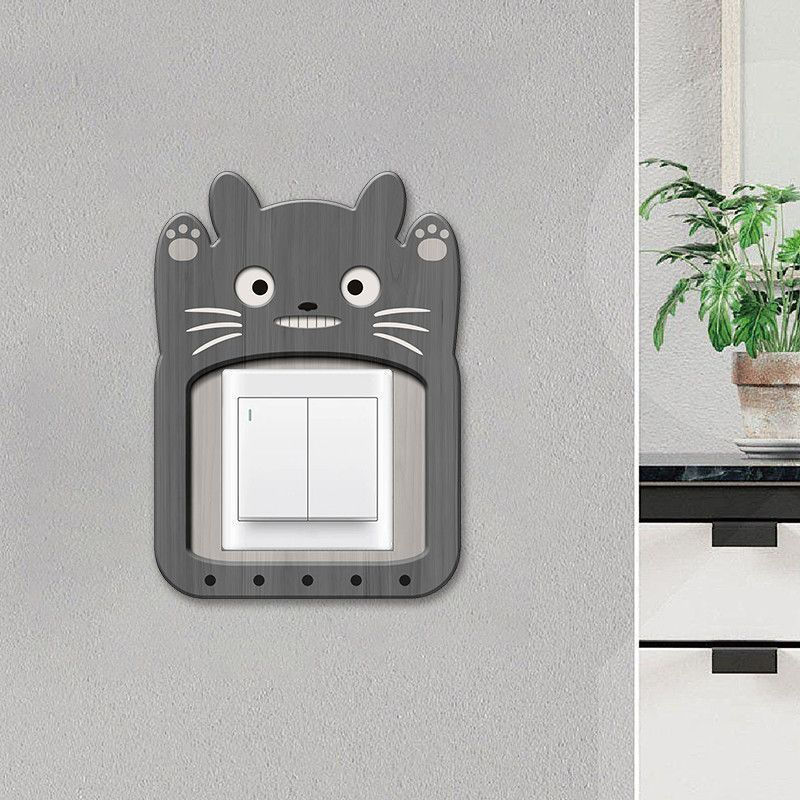 TQ~Totoro switch protective cover wall sticker for home living room wall switch socket decoration, c