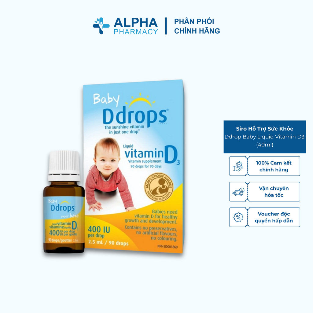Siro Baby Ddrop Liquid Vitamin D3 Hỗ Trợ Sức Khỏe Xương, Răng Cho Bé Sơ Sinh - 2.5ml