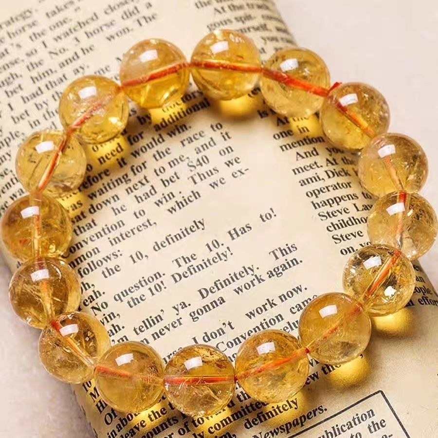 Brazil Citrine Rhubarb Vàng Siêu Bảy Pha Lê Vòng Tay Nữ Vòng Tay Nam Acetral Citrine Citrine May Mắn