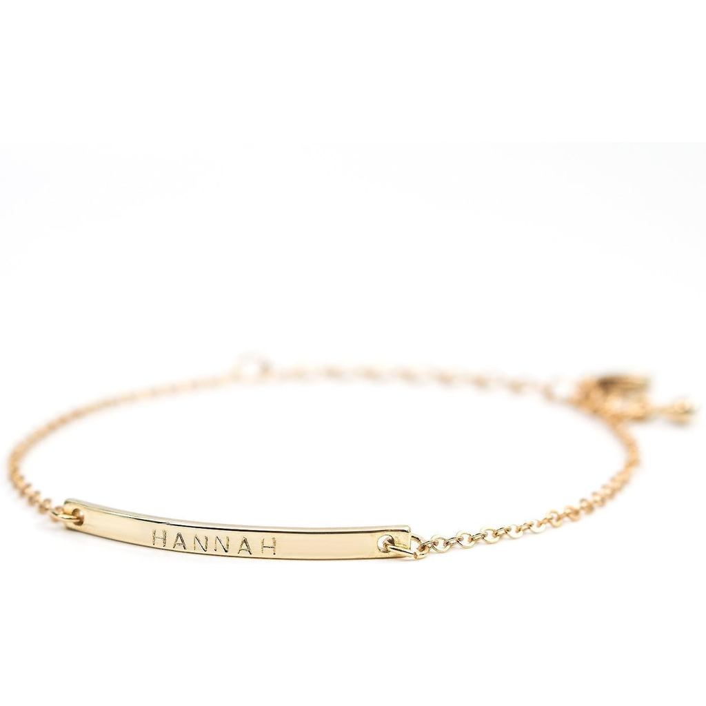 Ite Boutique Vàng 16K Your Name Bar Vòng tay Quà tặng cá nhân Thanh mạ vàng Delie Hand Stamp Best br