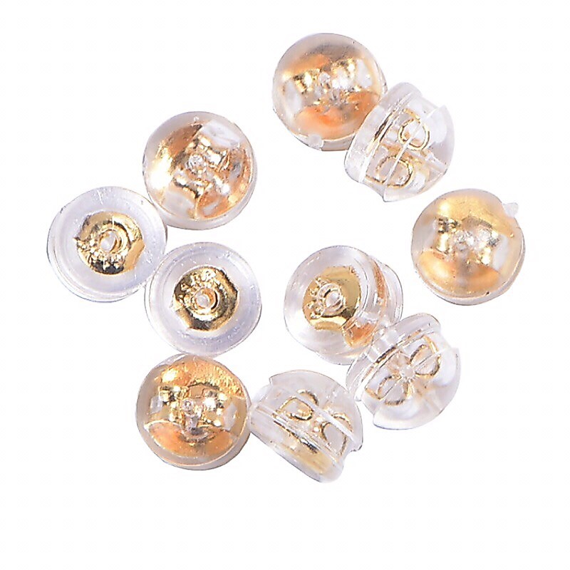 Chốt nhựa bông tai lõi bằng Au 18k,Chốt đẩy bông tai bằng nhựa lõi 18k-Minh Tâm Jewelry
