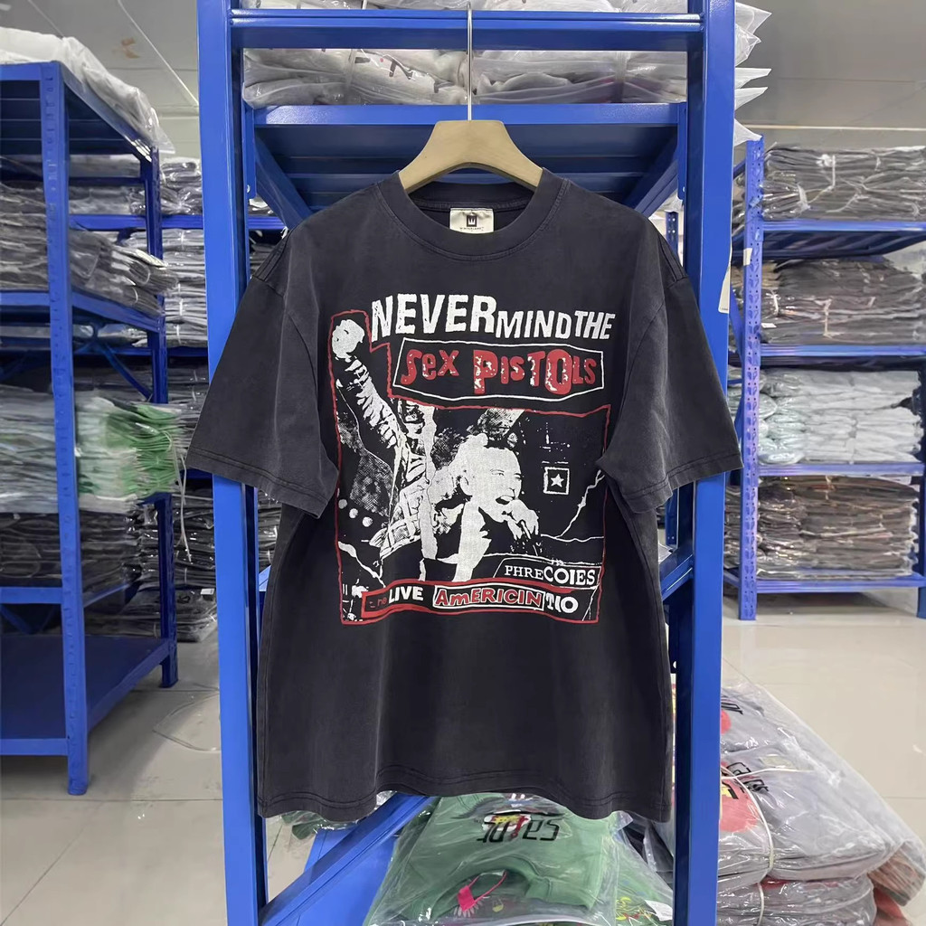 BWEN Vintage Sex Pistols tee 90s Sex gun Sid Vicious Washed Old Short Sleeve T Shirt