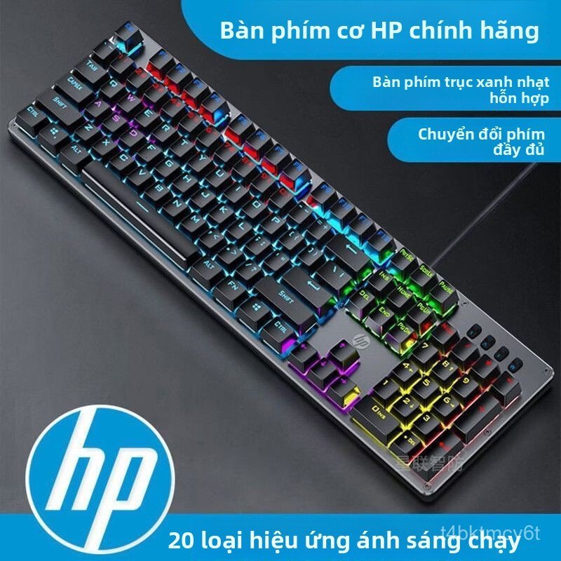 Bàn phím cơ HP GK100F Blue switch đèn LED RGB gaming chuyên nghiệp cho PC laptop văn phòng