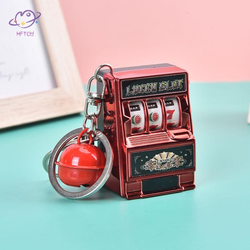 HFTOY Lucky Jackpot Fruit Slot Machine Vui nhộn Móc khóa sinh nhật Quà tặng trẻ em ~
