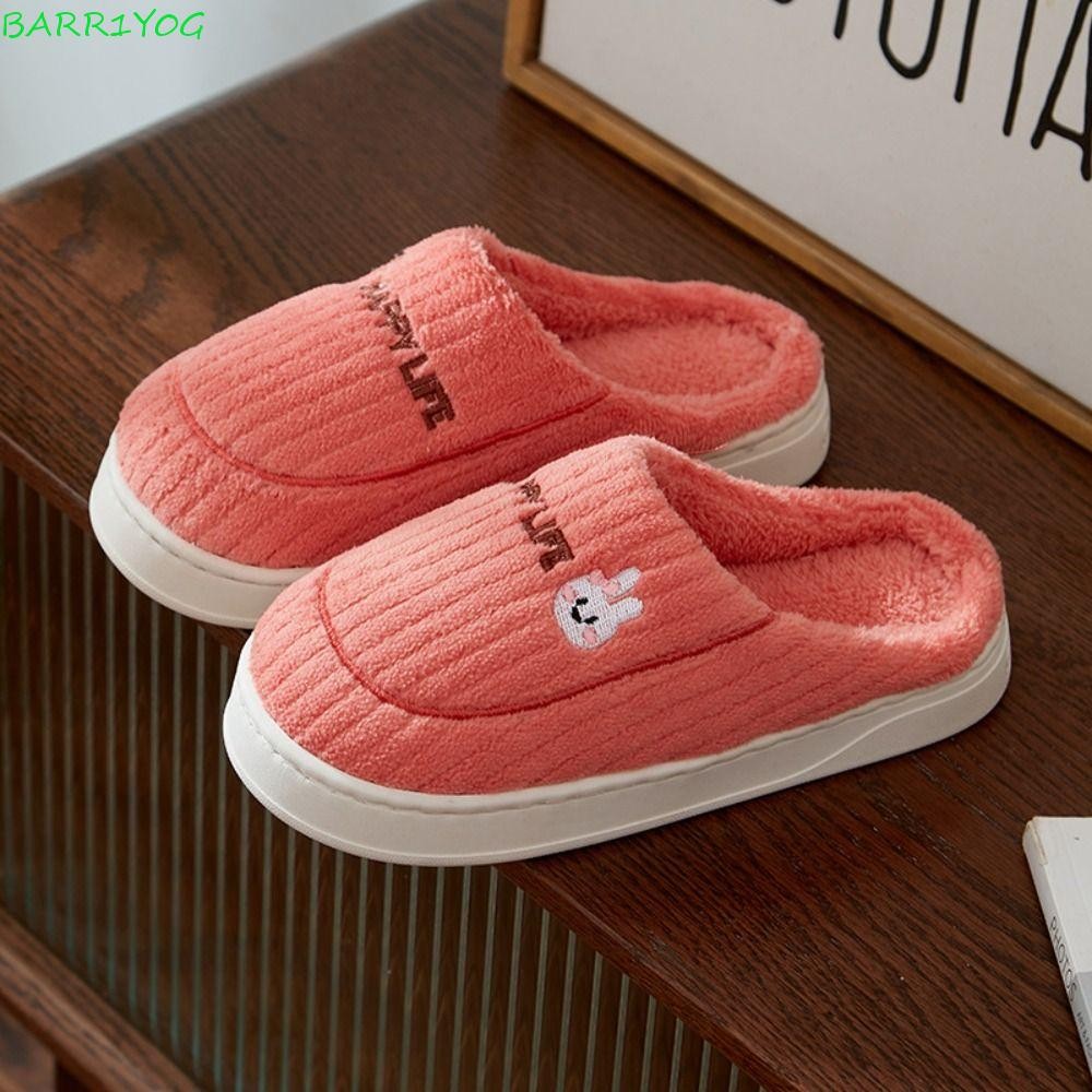 BARR1Y0G Dép thêu sang trọng, Dép đi trong nhà gấu thỏ chống trượt mùa đông, Ký túc xá chữ thời tran