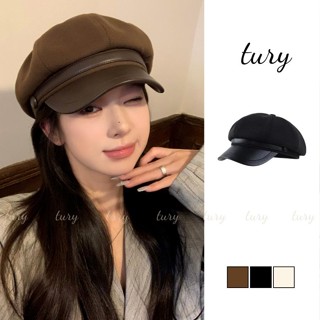  Mũ Beret Unisex Nam Nữ - Tury - Mũ nồi nữ hoạ tiết TRƠN vành da - MN033 