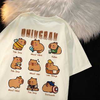 Áo thun Aimkais Cotton Mới 2-14y Lớn Trẻ Em Babytee Tay Ngắn Bé Trai Bé Gái Dễ Thương Capybara In Hình Mùa Hè Hàn Quốc Cổ Tròn Rời Unisex Quần Áo Trẻ Em Cho Bé