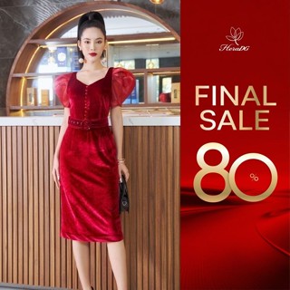 Đầm nhung dạ hội HeraDG cổ tim tay bồng WDHBA014 (không kèm đai)