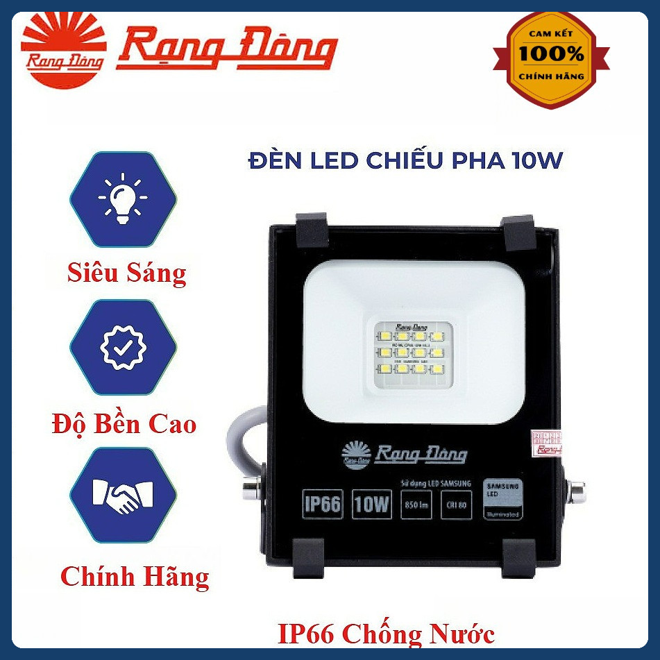 (Rạng Đông) Đèn Led Chiếu Pha 10W - IP66 chống nước ngoài trời -Hàng công trình - Model: CP06/10W