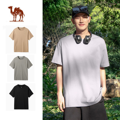 CAMEL CROWN  Áo thun ngắn tay mát mẻ dành cho nam cổ tròn nửa tay dáng rộng hàng đầu