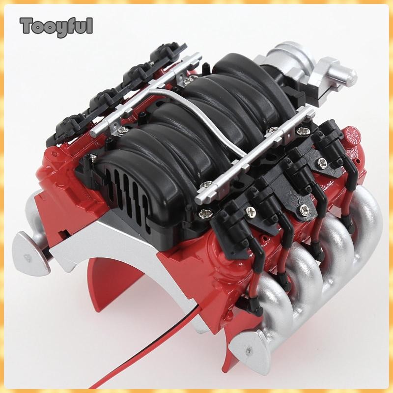 Tooyful RC Vehicle V8 Engine Hood với quạt tản nhiệt Phụ tùng sửa chữa thực tế Phụ kiện chắc chắn Dễ