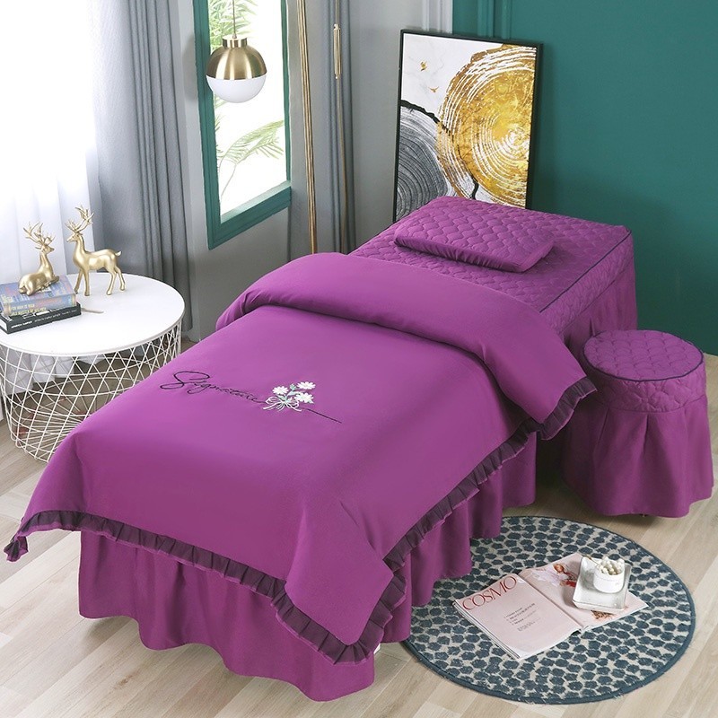 4 Bộ Chăn Ga Gối Ren Cho Thẩm Mỹ Viện Massage Spa Tuina Sabnanas Váy Ngủ + Vỏ Gối + Vỏ Ghế đẩu + Chă