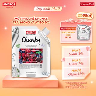Mứt Pha Chế Trái mọng & Hoa Atiso đỏ - Có miếng trái cây thật - Nguyên liệu pha chế - ANDROS CHUNKY - 1kg