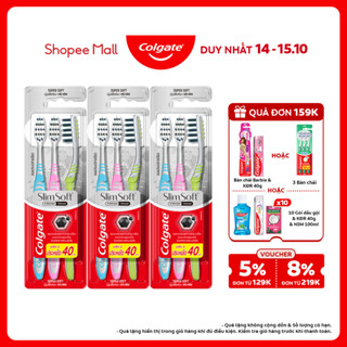 Bộ 9 Bàn chải Colgate Slimsoft Between Charcoal lông chải mềm mảnh xen sợi phủ than hoạt tính