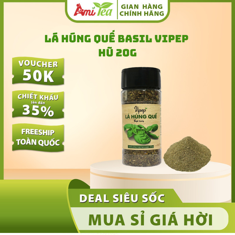 Lá Húng Quế Basil Vipep Hũ 20g Húng Quế Sấy Khô Tự Nhiên