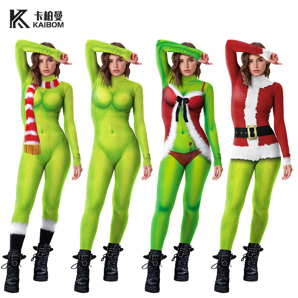 Giáng Sinh Mới Grinch In Kỹ Thuật Số Trang Phục Hóa Trang Người Lớn Onesie Giáng Sinh Mới Grinch In 