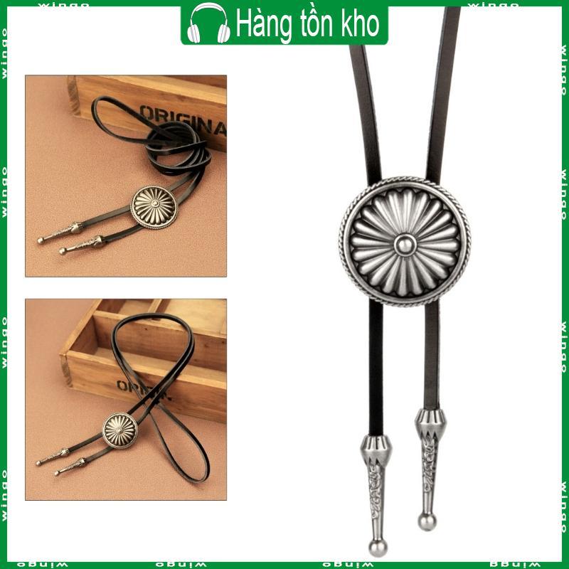 WIN Cowboy Tròn Bolo Tie Vòng Cổ Phương Tây Bolo Tie Vintage Bolo Tie Cao Bồi Da Cà Vạt Cao Bồi Áo L