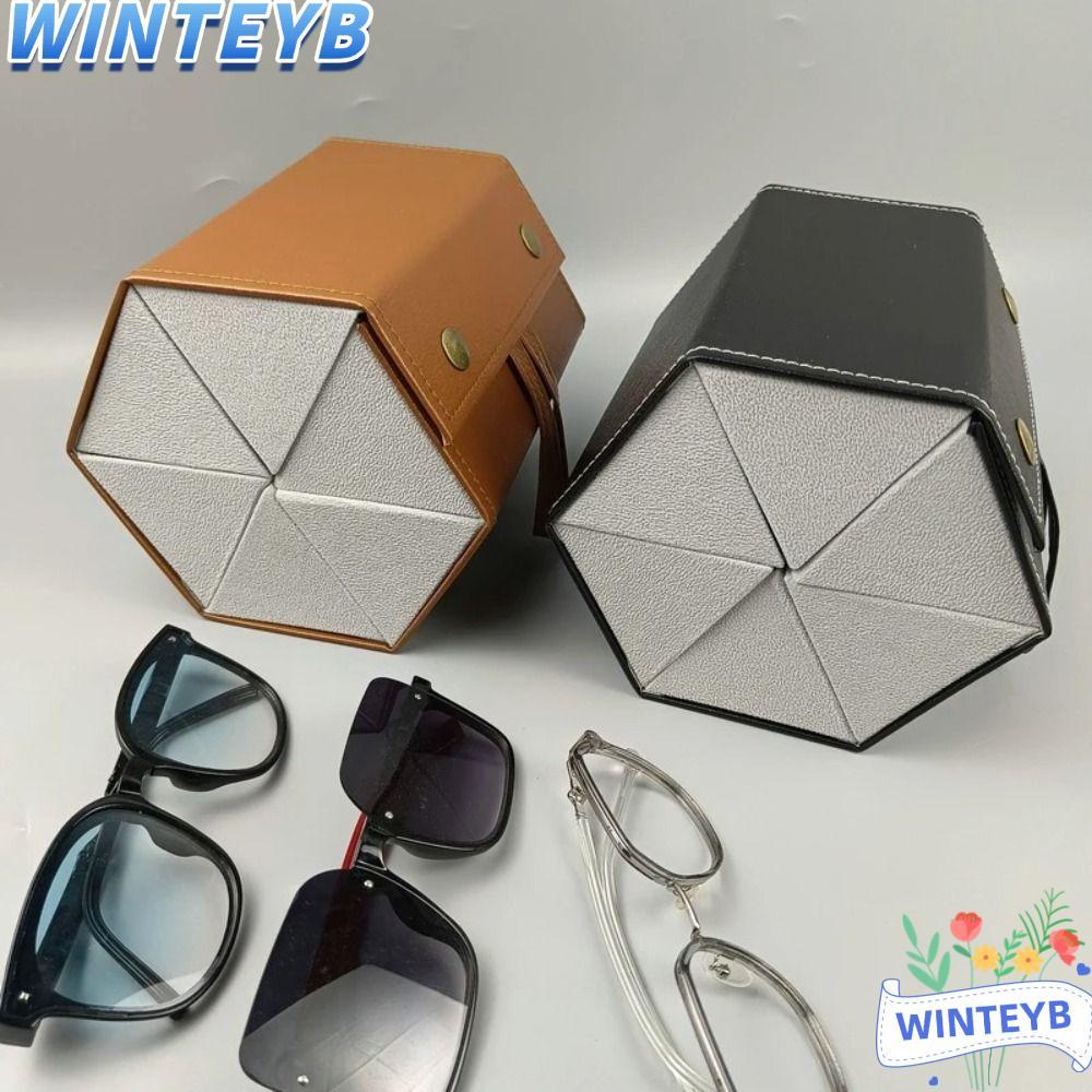 WINTEYB Da PU, Kính Mắt Gấp Kính Tổ Chức, Chất Lượng Cao 2 / 6 Lưới Kính Mắt Di Động Hộp Bảo Quản Kí